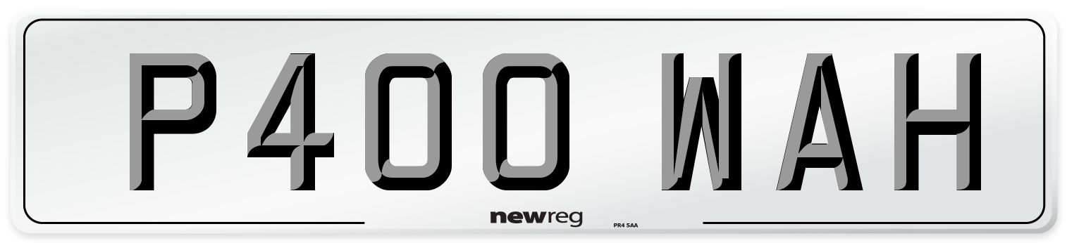 P400 WAH Number Plate from New Reg